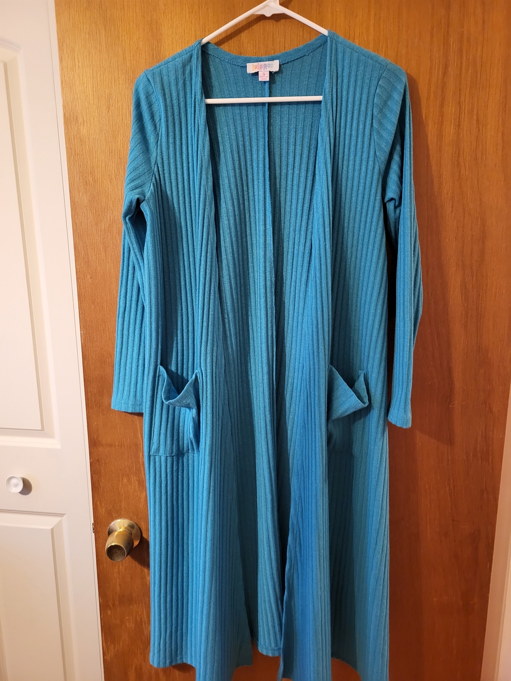 LuLaRoe Teal Ribbed Open Cardigan-Small Sarah